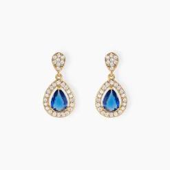 Boucles D'oreilles Pendantes Brigita Plaqué Or Pierre De Synthese