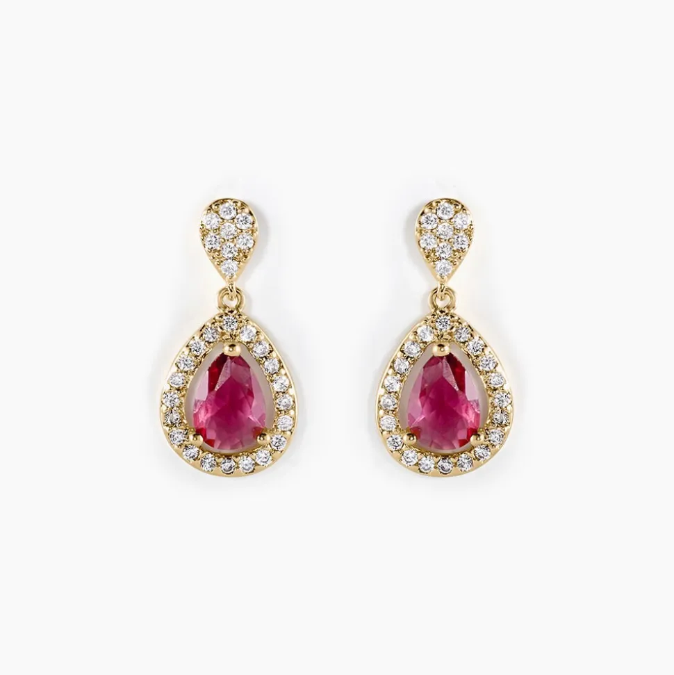 Boucles D'oreilles Pendantes Brigita Plaqué Or Pierre Et Oxyde