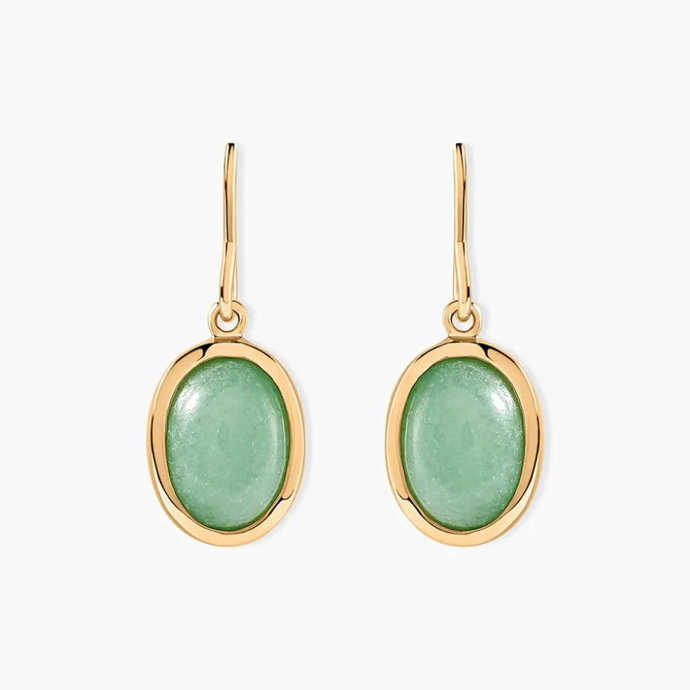 Boucles D'oreilles Pendantes Veina Plaqué Or Jaune Aventurine