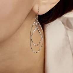 Marc Orian Pendantes|Boucles D'Oreilles Argent > Boucles D'oreilles Pendantes Twisty Argent Blanc