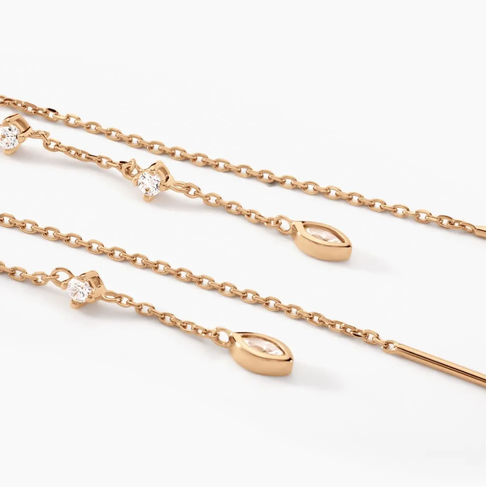 Boucles D'oreilles Pendantes Akonia Plaqué Or Jaune Oxyde De Zirconium