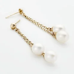 Marc Orian Pendantes|Parures De Mariage > Boucles D'oreilles Pendantes Carrine 2 Fils Or Jaune Perle De Culture or jaune perle nacre