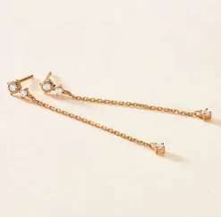 Boucles D'oreilles Pendantes éclat Perlé Plaqué Or Oxyde De Zirconium