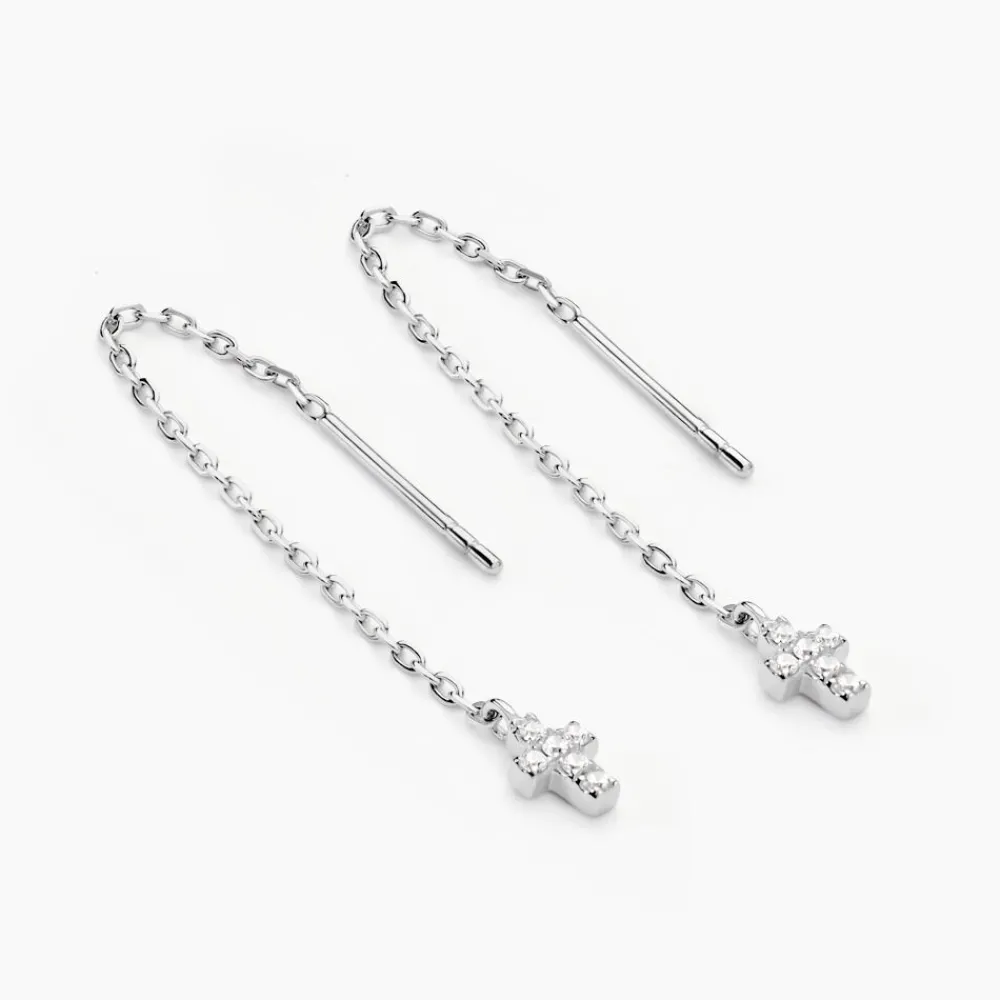 Marc Orian Pendantes|Bijoux Zirconium > Boucles D'oreilles Pendantes Siem Argent Blanc Oxyde De Zirconium