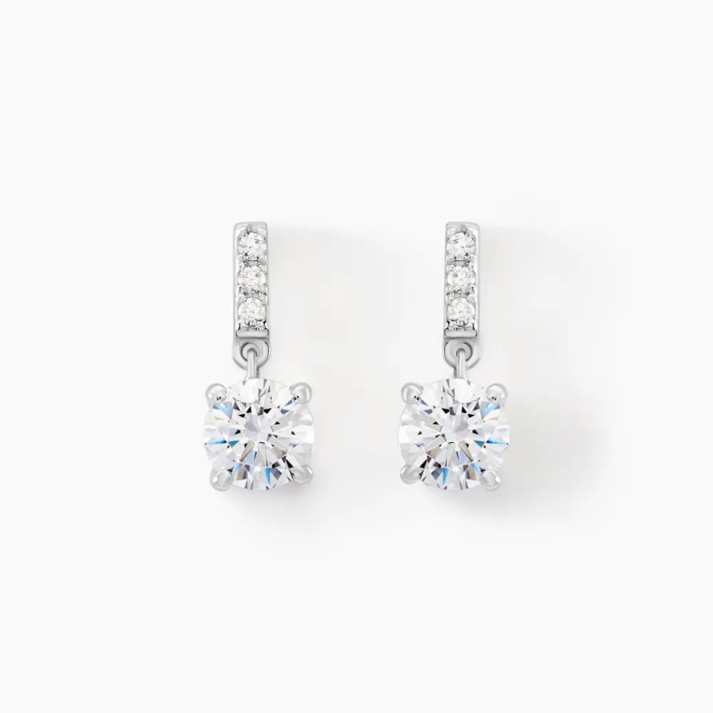 Marc Orian Pendantes|Bijoux Zirconium > Boucles D'oreilles Pendantes Paciane Or Blanc Oxyde De Zirconium