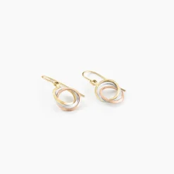 Marc Orian Pendantes|Boucles D'Oreilles Or > Boucles D'oreilles Pendantes Berangere Triple Cercles Or Tricolore