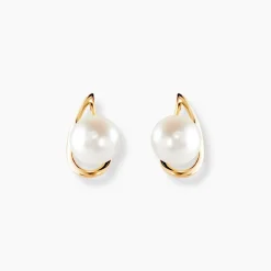 Boucles D'oreilles Pendantes Isaure Or Jaune Perle De Culture