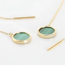 Marc Orian Pendantes|Boucles D'Oreilles Or > Boucles D'oreilles Pendantes Florica Or Jaune Malachite