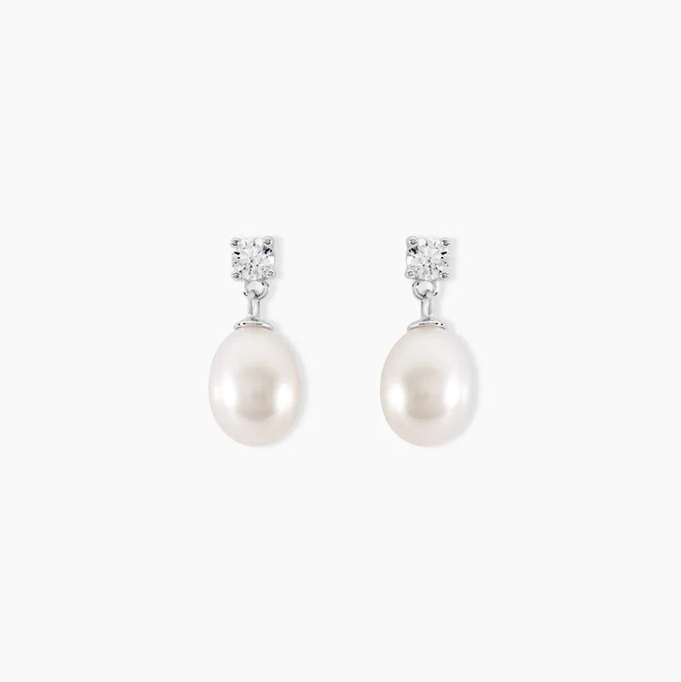 Boucles D'oreilles Pendantes Dolores Argent Perle De Culture Et Oxyde