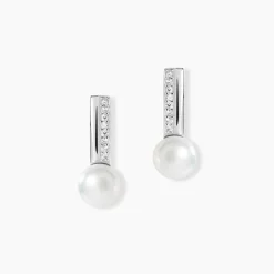 Boucles D'oreilles Pendantes Kathy Argent Perle De Culture Et Oxyde