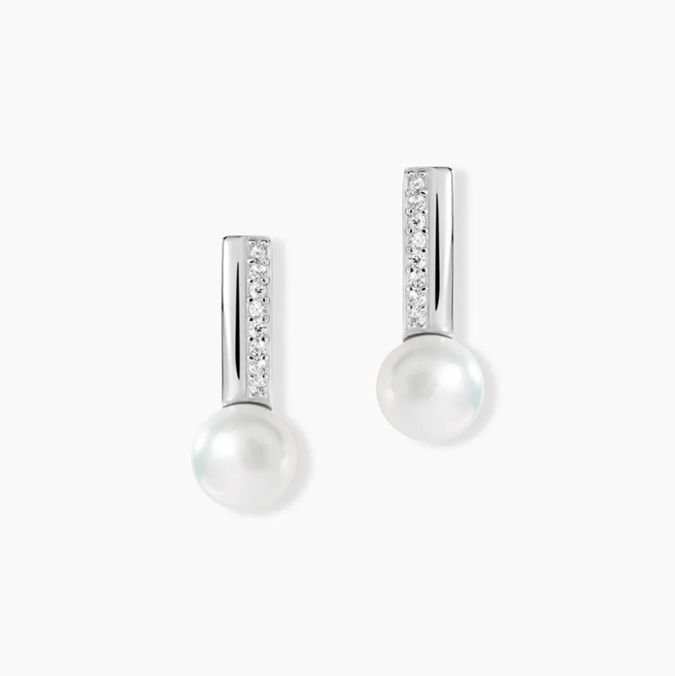 Boucles D'oreilles Pendantes Kathy Argent Perle De Culture Et Oxyde