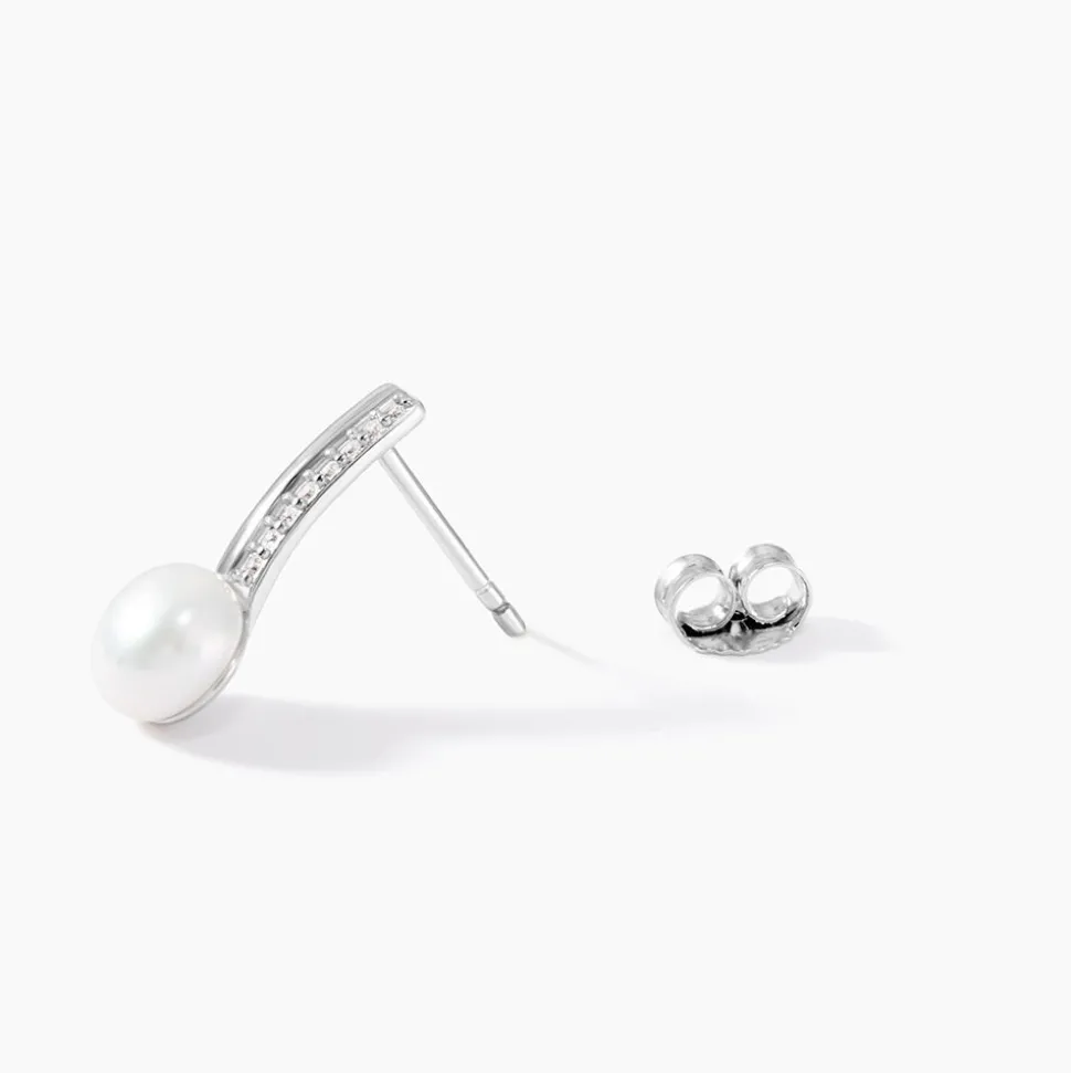 Boucles D'oreilles Pendantes Kathy Argent Perle De Culture Et Oxyde