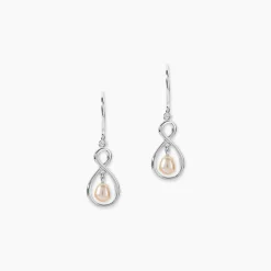 Boucles D'oreilles Pendantes Walae Argent Blanc Perle De Culture