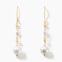 Boucles D'oreilles Pendantes Bindy Or Jaune Perle De Culture