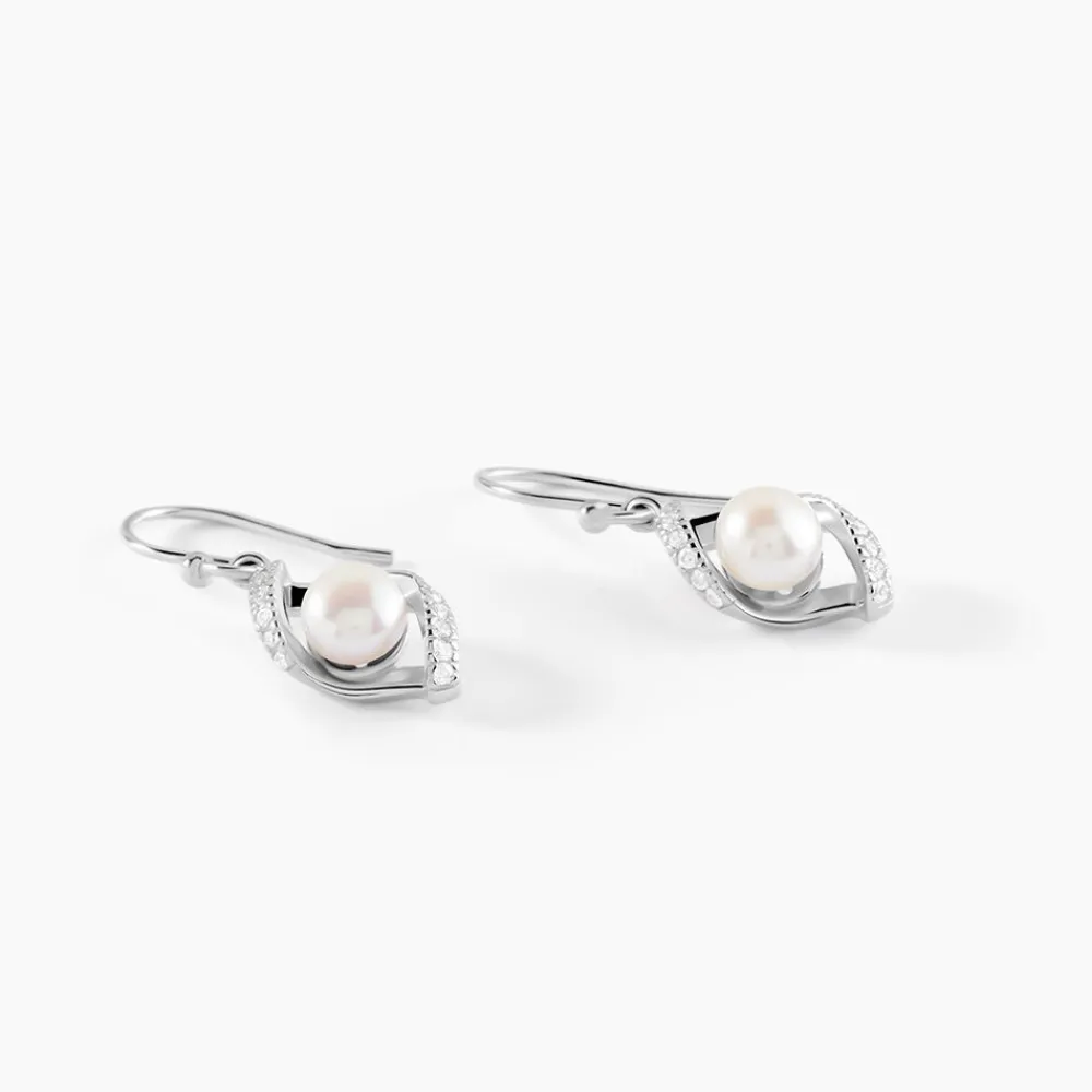 Marc Orian Pendantes|Bijoux Perles > Boucles D'oreilles Pendantes Laurene Argent Perle De Culture Et Oxyde