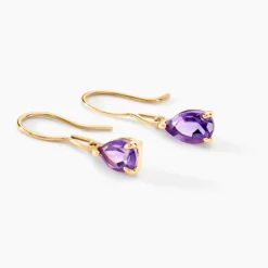 Marc Orian Pendantes|Anniversaire De Mariage > Boucles D'oreilles Pendantes Goutte Or Jaune Amethyste or jaune amethyste violette
