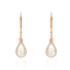 Boucles D'oreilles Pendantes Majida Argent Perle De Culture Et Oxyde