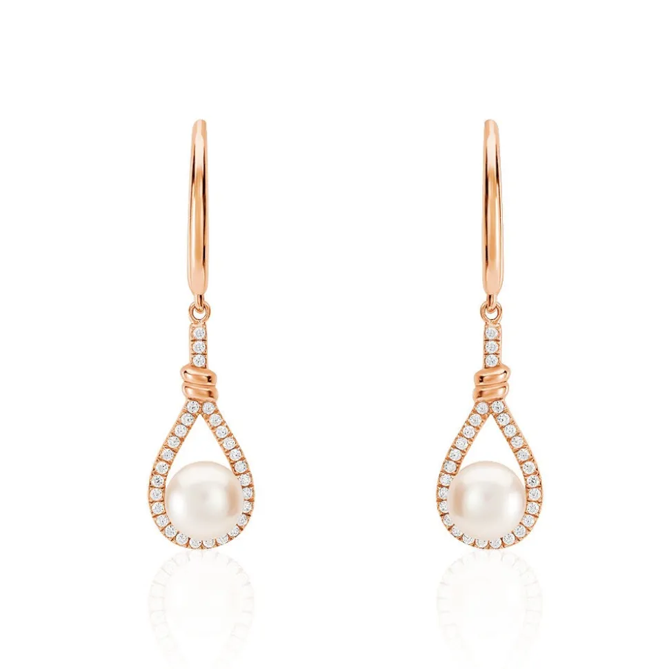 Boucles D'oreilles Pendantes Majida Argent Perle De Culture Et Oxyde