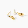 Marc Orian Pendantes|Bijoux Zirconium > Boucles D'oreilles Pendantes Bartolomea Feuille Or Jaune Oxyde