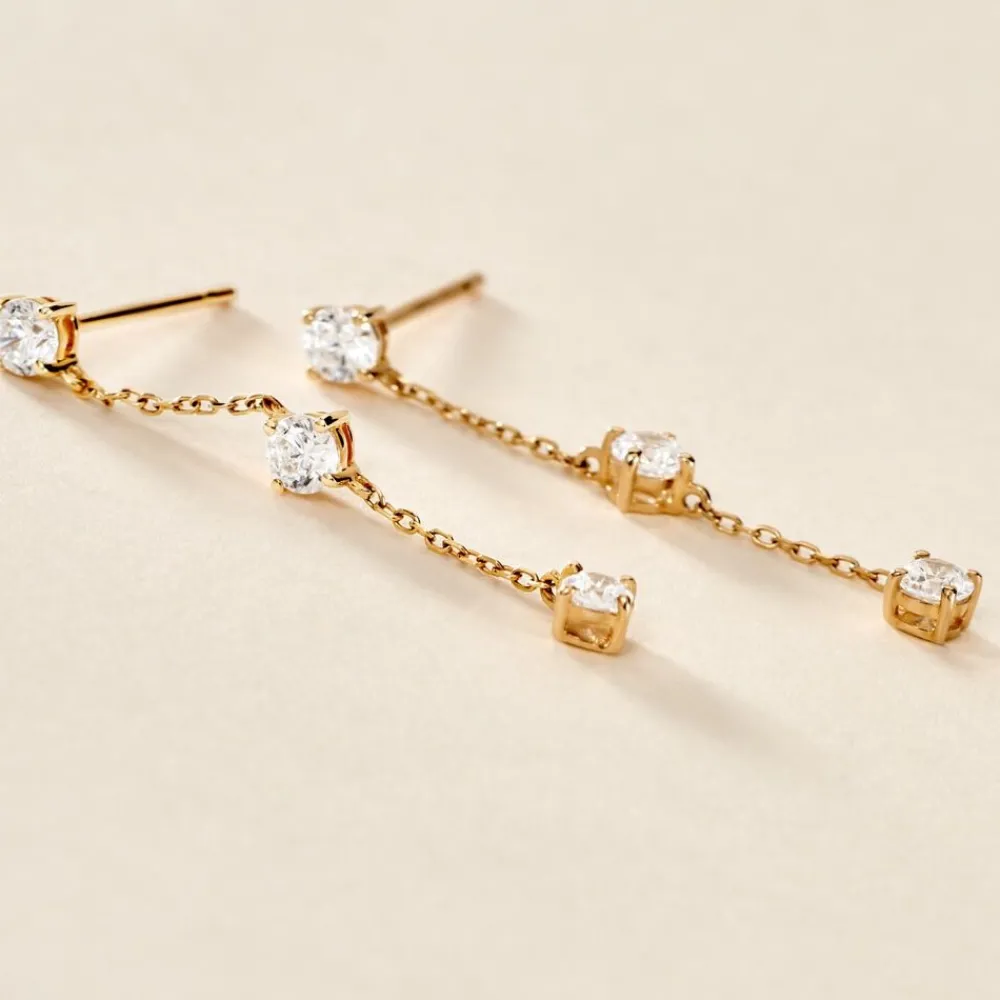 Marc Orian Pendantes|Bijoux Zirconium > Boucles D'oreilles Pendantes Ethere Or Jaune Oxyde De Zirconium