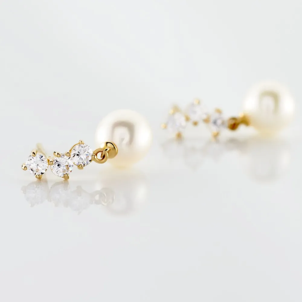 Marc Orian Pendantes|Parures De Mariage > Boucles D'oreilles Pendantes Taiss Or Jaune Perle De Culture