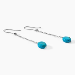 Marc Orian Pendantes|Boucles D'Oreilles Argent > Boucles D'oreilles Pendantes Graziana Argent Blanc Turquoise