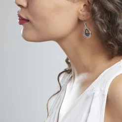 Marc Orian Pendantes|Boucles D'Oreilles Argent > Boucles D'oreilles Pendantes Brewen Argent Blanc Céramique Et Oxyde
