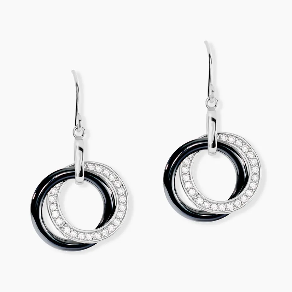 Marc Orian Pendantes|Boucles D'Oreilles Argent > Boucles D'oreilles Pendantes Grizzel Argent Blanc Céramique Et Oxyde