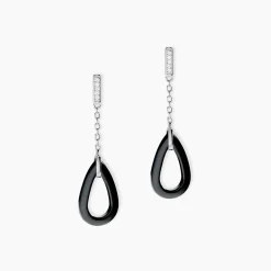 Marc Orian Pendantes|Boucles D'Oreilles Argent > Boucles D'oreilles Pendantes Amaris Argent Blanc Céramique Et Oxyde