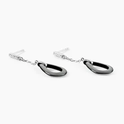 Marc Orian Pendantes|Boucles D'Oreilles Argent > Boucles D'oreilles Pendantes Amaris Argent Blanc Céramique Et Oxyde