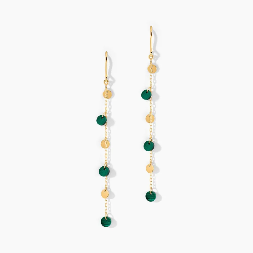 Marc Orian Pendantes|Idées Cadeaux Femme > Boucles D'Oreilles Pendantes Epurea Or Jaune Malachite