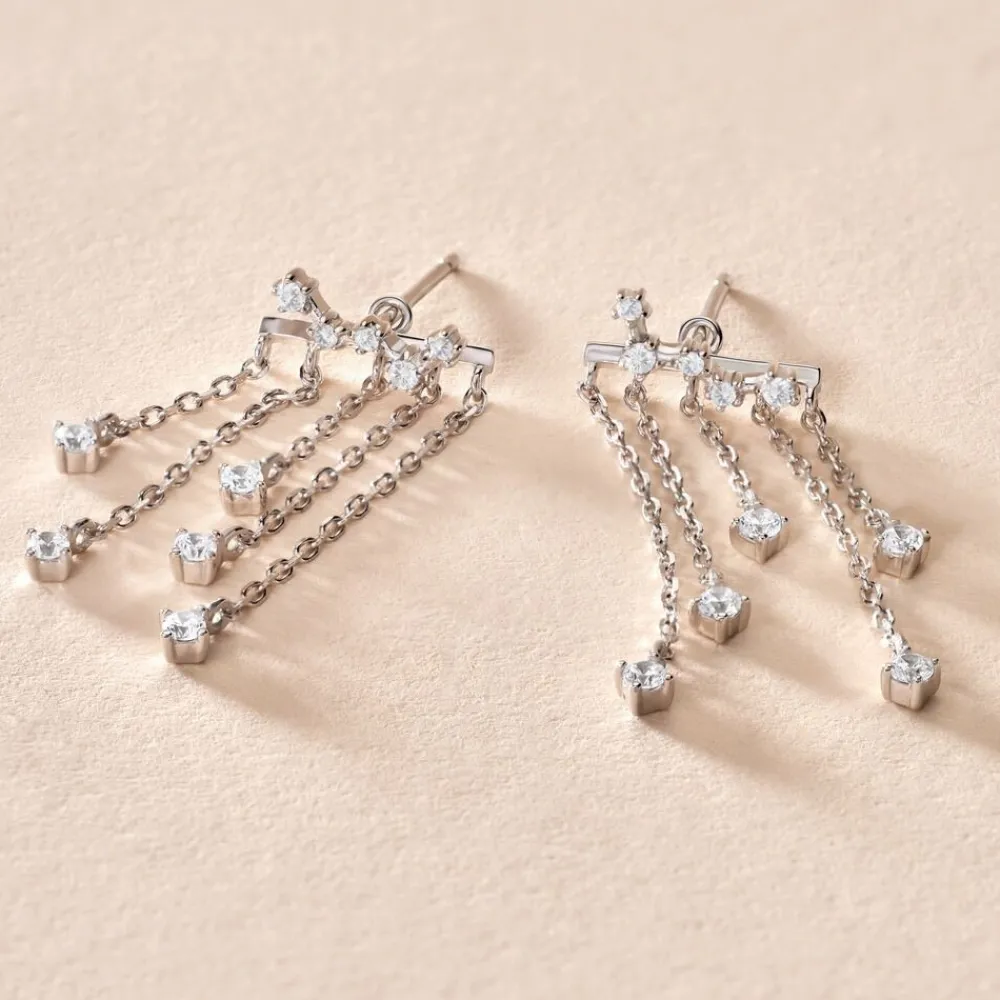 Marc Orian Pendantes|Bijoux Zirconium > Boucles D'oreilles Pendantes Marsala Argent Blanc Oxyde De Zirconium