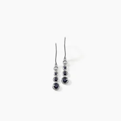 Marc Orian Pendantes|Anniversaire De Mariage > Boucles D'oreilles Pendantes Josephine Or Blanc Saphir Et Diamant