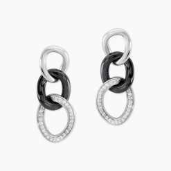 Marc Orian Pendantes|Boucles D'Oreilles Argent > Boucles D'oreilles Pendantes Link Argent Blanc Céramique Et Oxyde