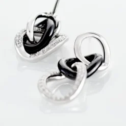 Marc Orian Pendantes|Boucles D'Oreilles Argent > Boucles D'oreilles Pendantes Link Argent Blanc Céramique Et Oxyde