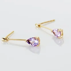Marc Orian Pendantes|Boucles D'Oreilles Améthyste > Boucles D'oreilles Pendantes Goutte Or Jaune Amethyste
