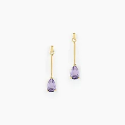Marc Orian Pendantes|Boucles D'Oreilles Améthyste > Boucles D'oreilles Pendantes Goutte Or Jaune Amethyste