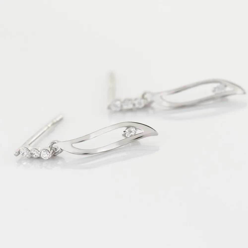 Marc Orian Pendantes|Bijoux Zirconium > Boucles D'oreilles Pendantes Ysanna Or Blanc Oxyde De Zirconium
