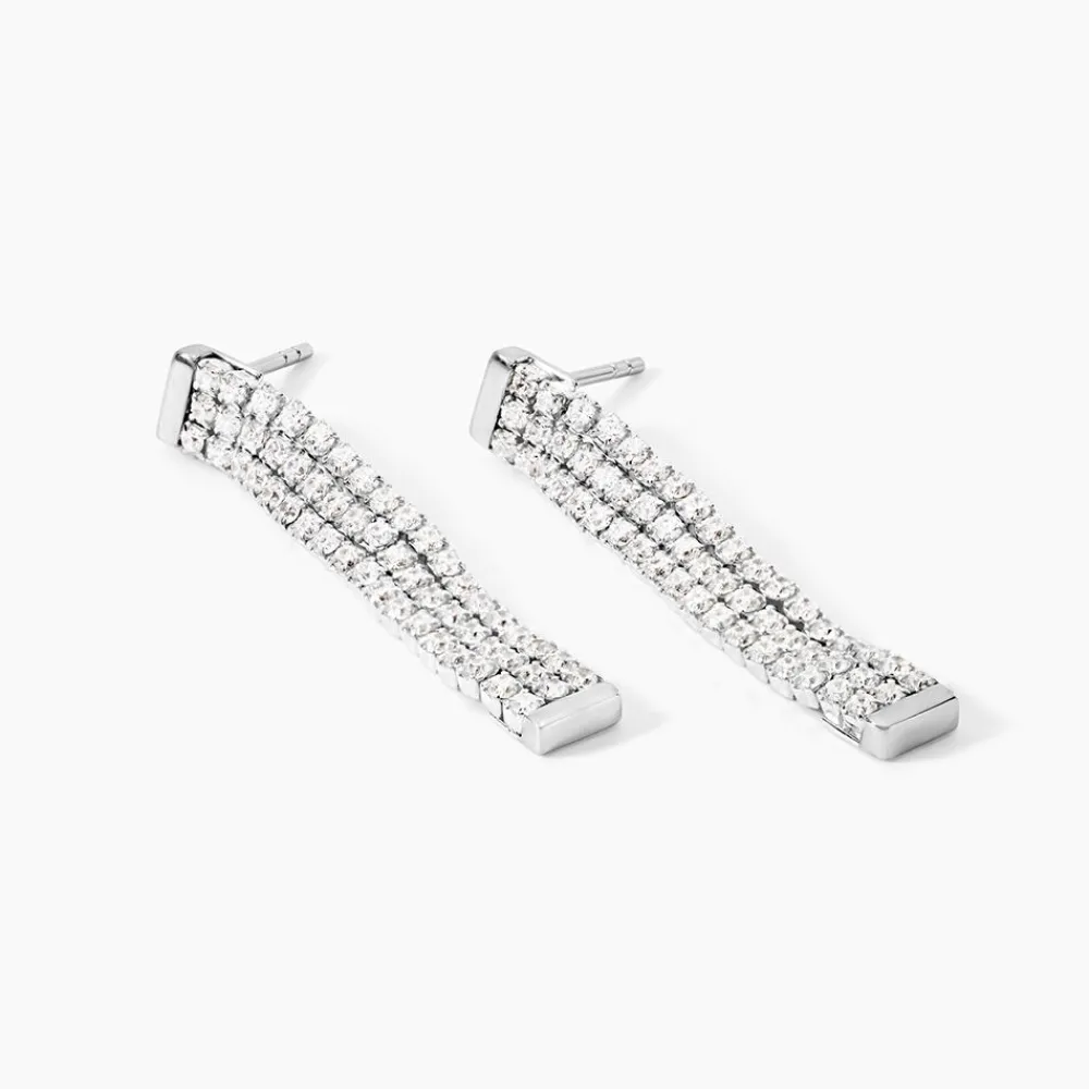 Marc Orian Pendantes|Bijoux Zirconium > Boucles D'Oreilles Pendantes Serenna Argent Blanc Oxyde De Zirconium