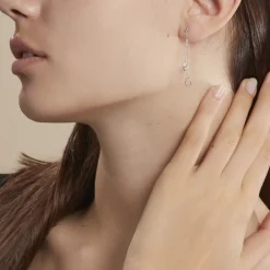 Marc Orian Pendantes|Bijoux Zirconium > Boucles D'oreilles Pendantes Emerika Or Blanc Oxyde De Zirconium