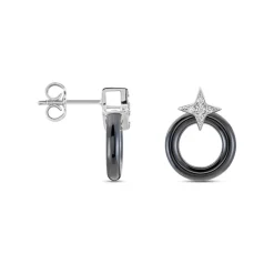 Marc Orian Pendantes|Boucles D'Oreilles Argent > Boucles D'oreilles Pendantes Merelle Argent Blanc Céramique Oxyde