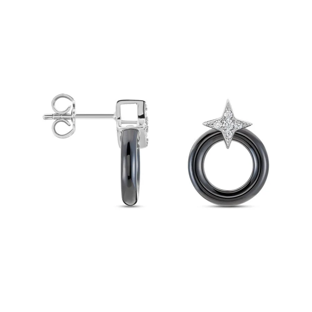 Marc Orian Pendantes|Boucles D'Oreilles Argent > Boucles D'oreilles Pendantes Merelle Argent Blanc Céramique Oxyde