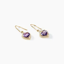 Marc Orian Pendantes|Anniversaire De Mariage > Boucles D'oreilles Pendantes Rosaline Or Jaune Amethyste Et Oxyde