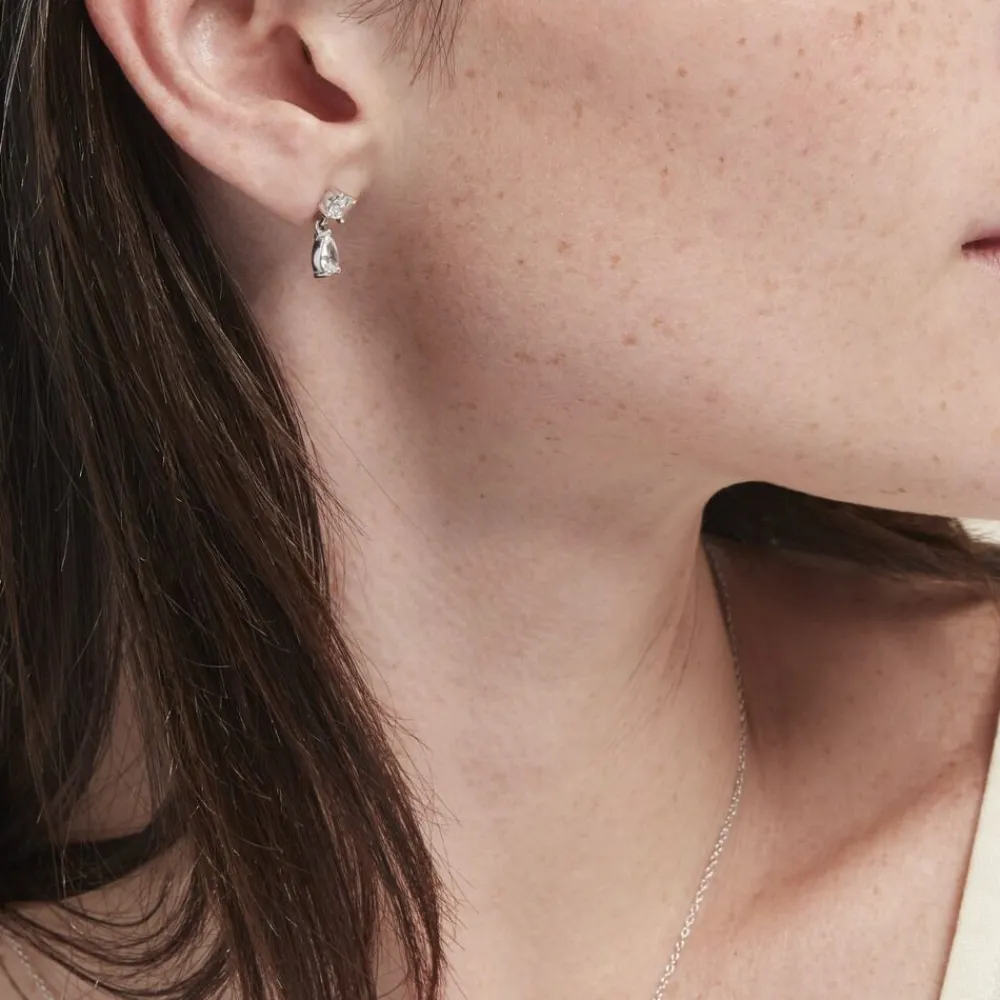 Marc Orian Pendantes|Bijoux Zirconium > Boucles D'oreilles Pendantes Argent Blanc Braidy Oxydes De Zirconium