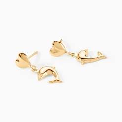 Marc Orian Pendantes|Boucles D'Oreilles Or > Boucles D'oreilles Pendantes Fulvie Coeurs Et Dauphin Or Jaune