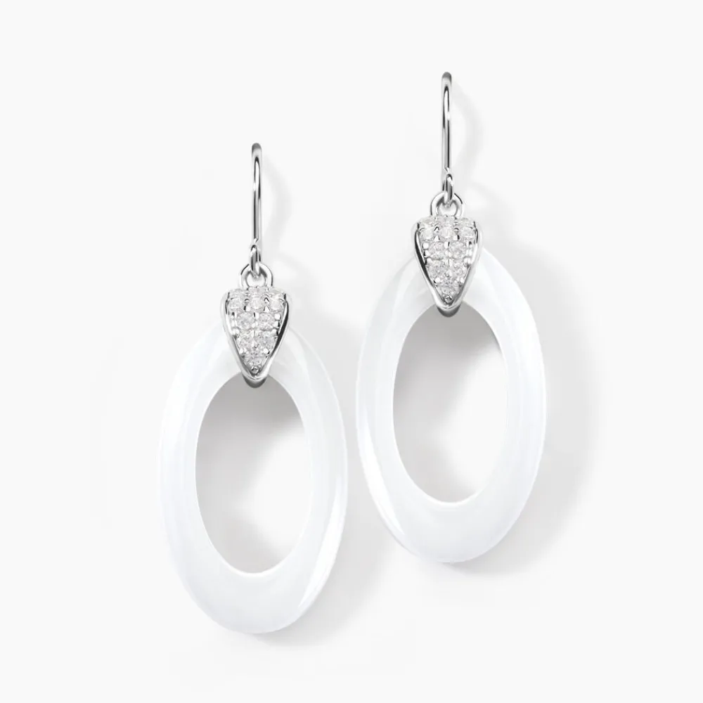 Marc Orian Pendantes|Bijoux Zirconium > Boucles D'oreilles Pendantes Peer Argent Blanc Oxyde De Zirconium