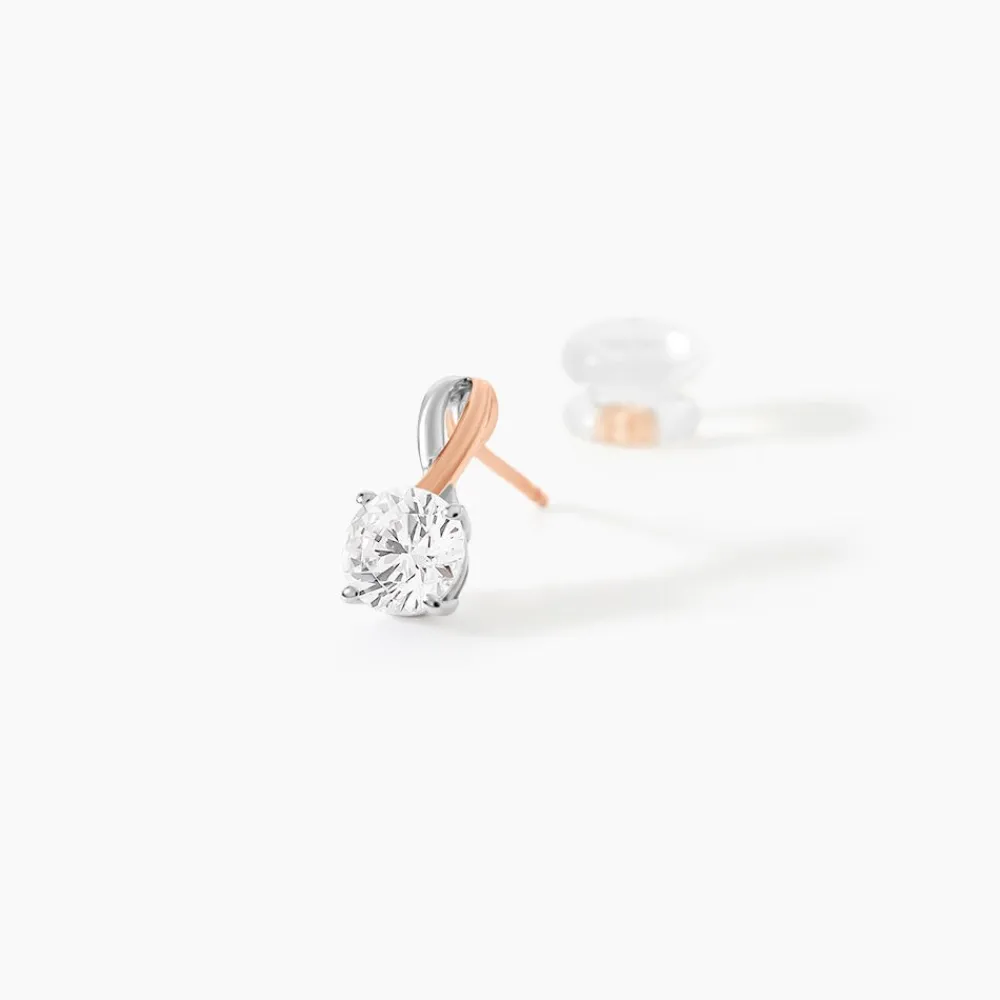 Marc Orian Pendantes|Bijoux Zirconium > Boucles D'oreilles Pendantes Micheline Or Bicolore Oxyde De Zirconium