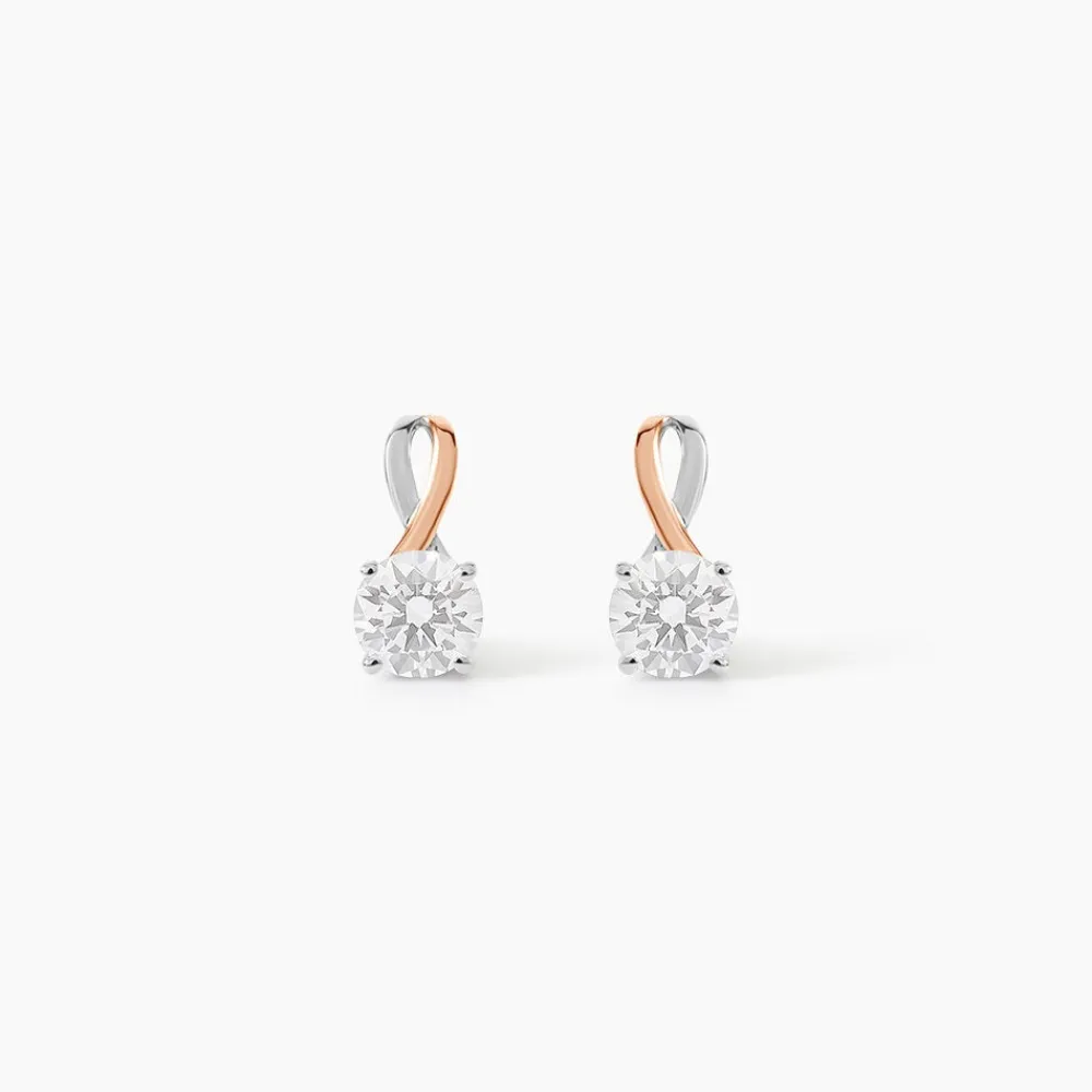 Marc Orian Pendantes|Bijoux Zirconium > Boucles D'oreilles Pendantes Micheline Or Bicolore Oxyde De Zirconium