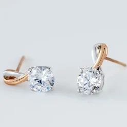 Marc Orian Pendantes|Bijoux Zirconium > Boucles D'oreilles Pendantes Micheline Or Bicolore Oxyde De Zirconium