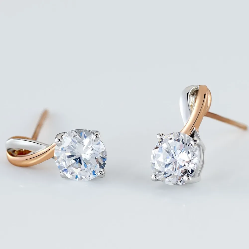 Marc Orian Pendantes|Bijoux Zirconium > Boucles D'oreilles Pendantes Micheline Or Bicolore Oxyde De Zirconium
